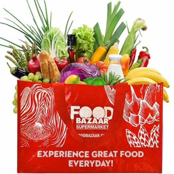 3 food bazaar reusable heavy duty grocery bags - Picture 1 of 2